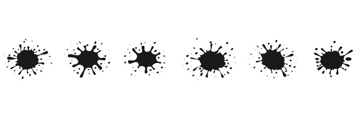 Black ink splash spots set vector illustration isolated on white background