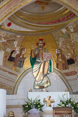 Obraz premium Częstochowa, Poland, June 23, 2020: Mosaic at the Shrine of Divine Mercy in the Valley of Divine Mercy