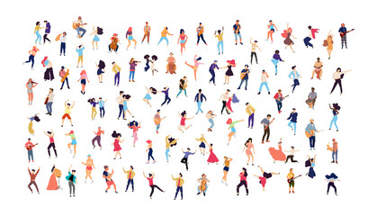 Fototapeta na wymiar Dancing people vector isolated illustration. Musicians flat illustration