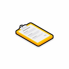 Clipboard Isometric right view - Black Stroke+Shadow icon vector isometric. Flat style vector illustration.