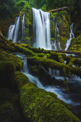Amazing and Colorful mossy waterfall in oregon