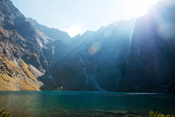 Beautiful landscape of green water Morskie Oko lake © WellStock