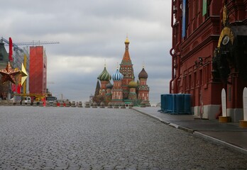 red square and st basil cathedral with no people