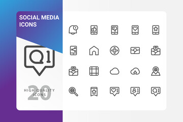 Social Media icon pack isolated on white background. for your web site design, logo, app, UI. Vector graphics illustration and editable stroke. EPS 10.