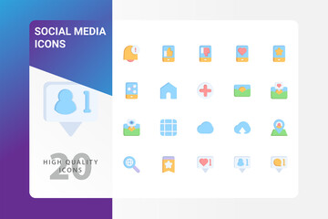 Social Media icon pack isolated on white background. for your web site design, logo, app, UI. Vector graphics illustration and editable stroke. EPS 10.