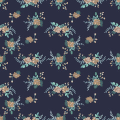 Elegant gentle trendy pattern in small-scale flower. Millefleurs. Country style. Floral seamless background for textile, cotton fabric, covers, manufacturing, wallpapers, print, gift wrap and scrapboo