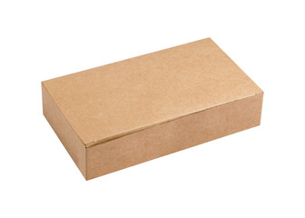 Kraft cardboard box isolated on white background.