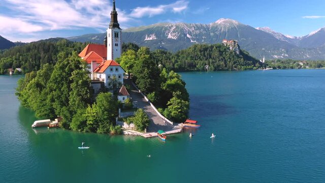 Pilgrimage Church of the Assumption of Maria, Cerkev Marijinega Vnebovzetja, Lake Bled, Slovenia