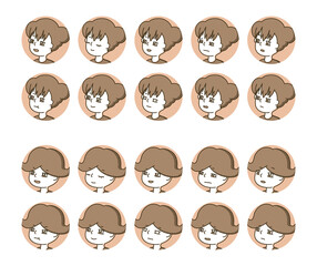 二人の人物イラスト 表情バリエーション 4 Anger Wall Mural Ang Yotto