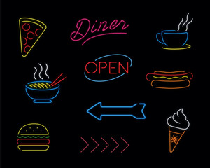 Neon Restaurant  and Food Icon Signs