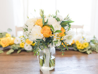bouquet arrangement with floral garland