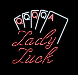 Neon Lady Luck Sign