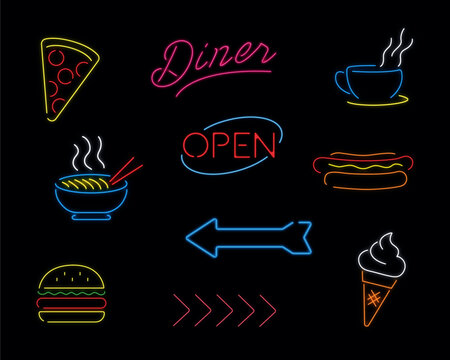 Neon Restaurant  and Food Icon Signs