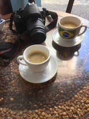 photo camera and coffee