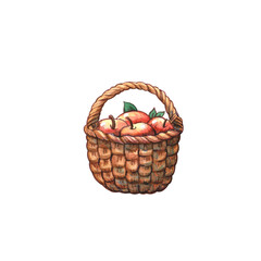 ripe autumn apple harvest in wicker basket