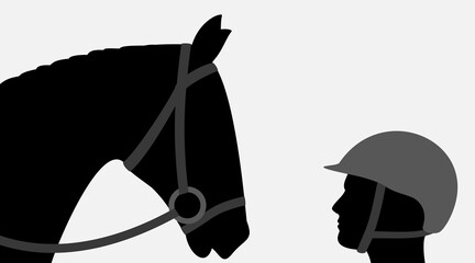 Vector silhouettes of jockey and horse