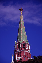 Fototapeta na wymiar Moscow Kremlin tower. Blue sky background.