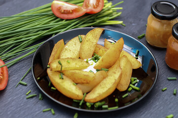 baked potatoes on the table