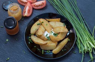 baked potatoes on the table
