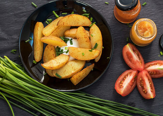 baked potatoes on the table