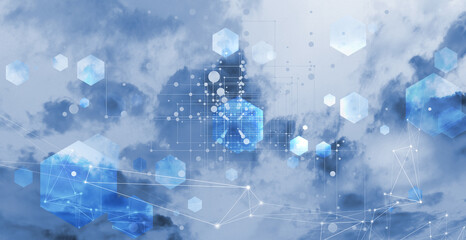 netzwerk linien punkte himmel banner