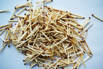 Lots of matches on a white background