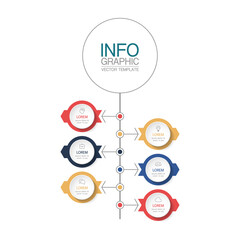 Vector infographic template with 6 steps or options. Data presentation, business concept design for web, brochure, diagram.