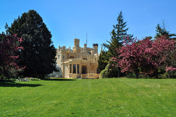 Lednice Castle in the Czech Republic with a garden