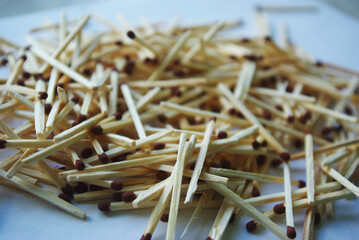 Lots of matches on a white background