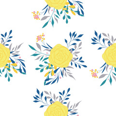 Blossom Floral pattern in the blooming botanical Motifs scattered random. Seamless vector texture. For fashion prints. Printing with in hand drawn style light blue background