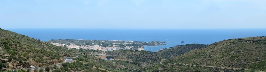 Fototapeta na wymiar View towards Cadaques coastline from GI-614 Road, Catalonia, Spain.