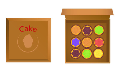 Set of cupcakes in a box