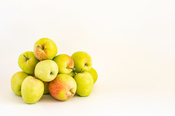 Apples for the Apple Fest of the Saviour on white background with copy space.