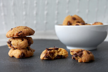 protein cookies with chickpea flour and chocolate chips