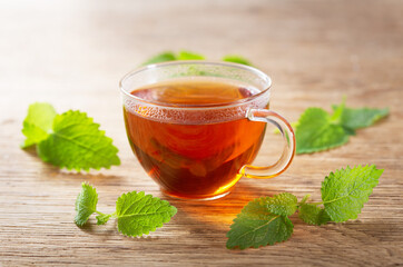 cup of tea with mint leaves