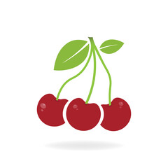 Cherry symbol. Fresh healthy vegetarian food. Isolated vector illustration.
