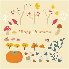 秋をイメージしたイラスト素材のフレーム