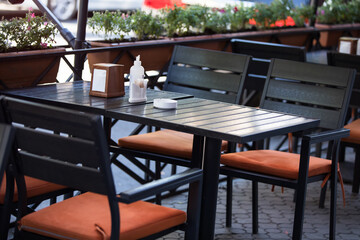 table and chair in the street