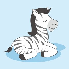 Zebra Cartoon Sitting Isolated Illustration