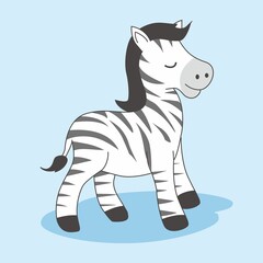 Fototapeta na wymiar Zebra Cartoon Isolated Cute Animals Illustration