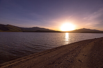 Fototapeta premium Sunset views of the lake