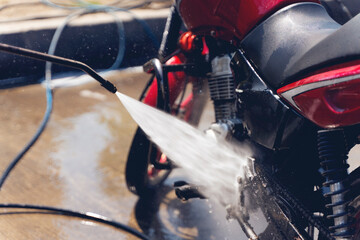 Motorcycle Car Wash Motorcycle Big Bike cleaning with foam injection Make more clean. Bike rider...