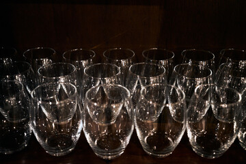 crystal glasses lined up