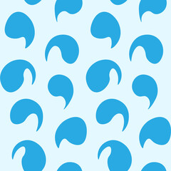 Seamless abstract blue fluid / water shapes on light blue background. Repetitive vector pattern.