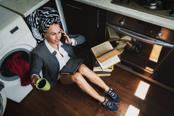 young girl doing a lot of things at the same time © Andrey Babichev