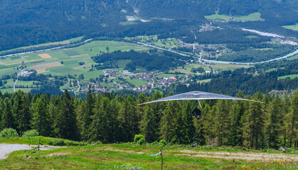 Hang glider launching from Greifenburg, Austria