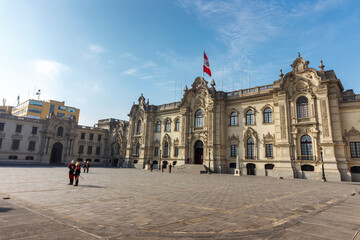 LIMA, PERU: Panoramic view of the Government Palace