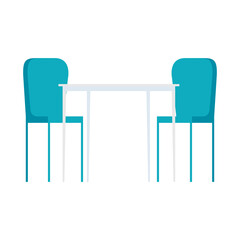 table with chairs furniture, on white background vector illustration design
