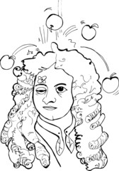 Isaac Newton Vector Caricature. Funny cartoon portrait newton, isaac newton