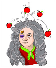 Isaac Newton Vector Caricature. Funny cartoon portrait newton, isaac newton
